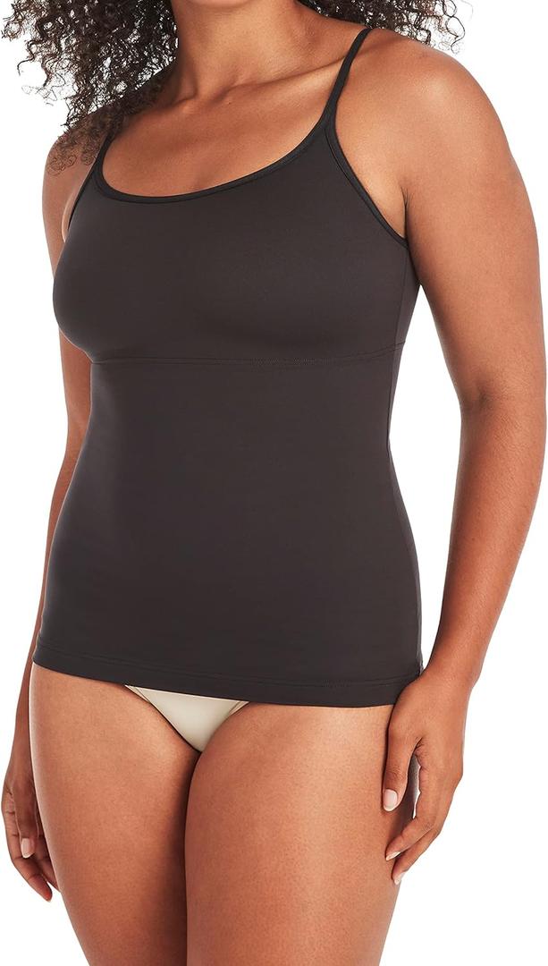 Maidenform Women's Shapewear Cami Tank Top, Tummy Control Shapewear for Women, Back-smoothing Fajas Cami (Plus Size, Too) (Black, M)