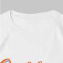 Women's Graphic Tees Letter Print Crewneck Short Sleeve T Shirt Vacation Summer Tops White Letter Large