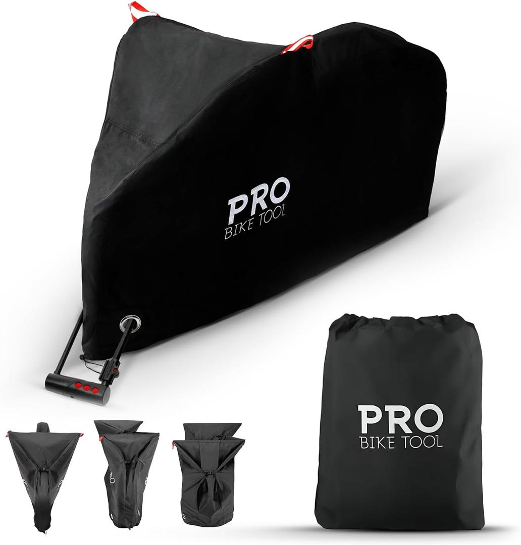 Pro Bike Tool Bike Cover for Outdoor Bike Storage - Stationary L for 1 Bike - Heavy Duty Riptstop Material, Waterproof and Anti-UV - Bicycle Cover Protection for Mountain & Road Bikes, Bike Tent (Large)