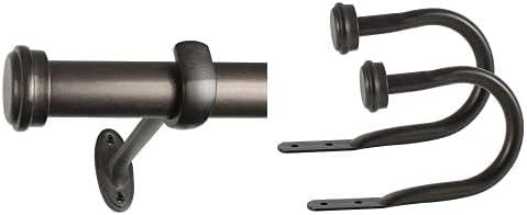 Decopolitan End Cap Single Rod Set, 18 to 36-Inch, Toasted Copper & Cap Curtain Holdback, Copper