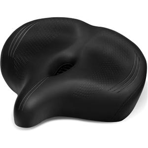 Oversized Bike Seat for Men & Women Comfort, Extra Wide Soft Bicycle Seat Cushion, Large Comfortable Padded Replacement Bike Saddle for Peloton Bike, Stationary Exercise Bike, City Bike, Ebike (Black)