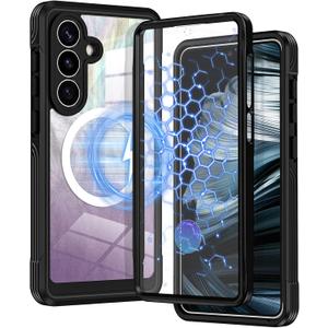 Bizzib for Samsung Galaxy S26 Plus Case Compatible with MagSafe Built-in 9H Screen Protector & Camera Lens Guard Military Grade Full Body Protection Shockproof Phone Case Cover,Black Glitter