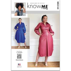 Know Me ME2140Y5 Misses' Corset Style Shirtdress Sewing Pattern Packet by Keechii B Style, Design Code ME2140, Sizes 18-20-22-24-26