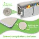 Wobbi Baby Bath Kneeler and Elbow Rest Pad Set - 1.5" Thick Memory Foam Knee Pad for Bathing Babies - 6 Suction Cups Non Slip Bath Kneeling pad with Toy Storage - Foldable & Quick Drying-Grey