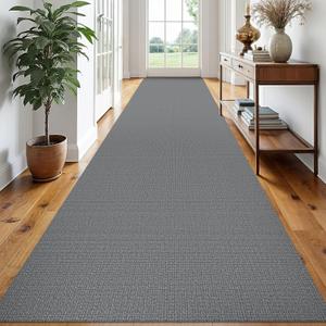 EARTHALL Extra Long Runner Rug 3x18 Ft Washable Runners for Hallways Cotton Non Slip Entryway Runner Braided Kitchen Runner Indoor Outdoor Carpet Runners for Hotels, Officel, Stair, Charcoal Gray