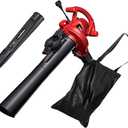 LawnMaster Red Edition BV1210 1201 Electric Blower Vacuum Mulcher 12 Amp 2-Speed Adjustment with Metal Impeller 240 MPH 380 CFM 14:1 Mulch Ratio