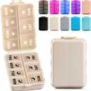 Foldable & Portable Weekly Pill Organizer 2 Times a Day with Clear Printed Labels - 7 Day AM PM Medicine Box, Week Daily Travel Pill Meds Case Holder for Medications, Vitamin, Supplement - Khaki