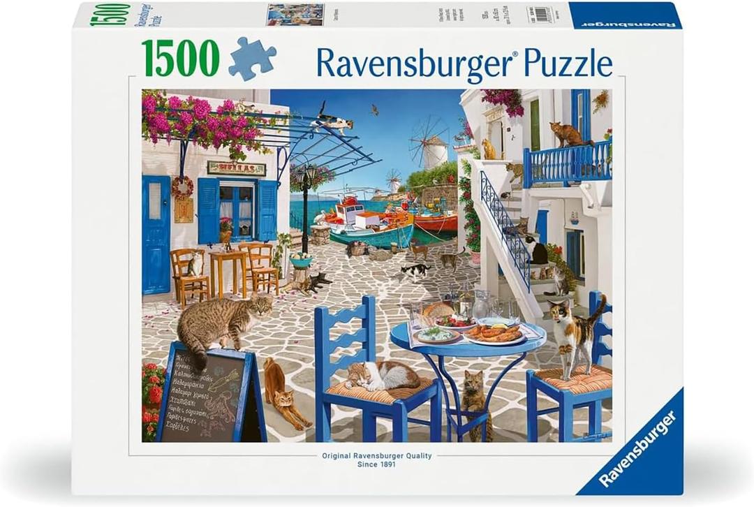 Ravensburger Cats of Mykonos 1500 Piece Jigsaw Puzzle | Great Group Activity | Renowned Brand | FSC-Certified Material