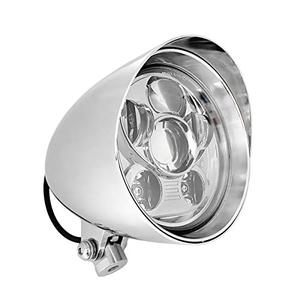 FATECIM 5.75" LED Motorcycle Headlights w/Aluminum Visor Clear Lens 5 3/4 inch Bullet Vintage Lamp for Harley Sportster Dyna Softail Bobber Chopper Honda Yamaha Suzuki Kawasaki Custom Chrome