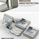 Vizvera for Samsung Galaxy Z Flip 6 Case with Hinge Protection, Built-in Screen Protector Shockproof All-Inclusive Phone Cover for Z Flip 6/Z Flip 7 FE-Natural Titanium