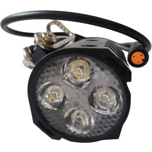 E-Bike LED Headlight with Horn 3 Pin Female Waterproof Connector 36V 48V 4 Beads Bicycle Replacement Headlamp for Electric Bicycles and E-Scooter 15 In Wire