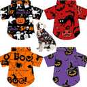 Weewooday 4 Pack Halloween Dog Shirts Halloween Pet Costumes Funny Pumpkin Ghost Bat Skeleton Pattern Soft Dog T-Shirt Scary Pet Outfit for Small Medium Large Dogs Cats Cosplay Party Apparel (XL)