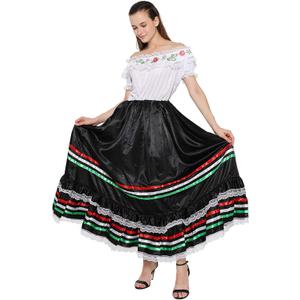 FantastCostumes Women Traditional Mexican Dress Lace Flower Senorita Costume Festival Party Spanish Dress (Small)