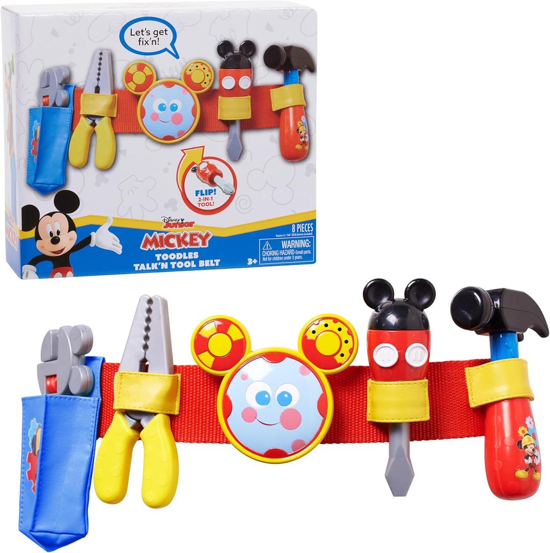 Disney Mickey Toodles Talk'n Toolbelt and Kids Play Tool Accessories for Construction and Building Role Play and Dress Up