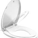 Elongated Toilet Seat Adult/Child,Built-In Potty Training Seat, Soft Quiet Close Non-Slip Seat, Easy to Install & Clean,Magnetic Kids Seat and Cover for Elongated Oval Toilets,White