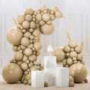PartyWoo Cream Balloons 120 pcs Different Sizes of 18 12 10 5 Inch Beige Ivory Nude Neutral Boho Fall Latex Balloons for Graduation Birthday Baby Shower Jungle Theme Party Decorations Brown-F56