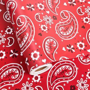 Dtiafu Western Wrapping Paper Roll - Vintage Cowboy Gift Wrap with Red Bandana Rodeo Horse Designs for Birthday Christmas Holiday Baby Shower - Total 28.5sq.ft