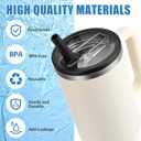 40 OZ Tumbler Flip Straw Lid for Stanley Quencher, Spill Proof Lids Replacemen, Non Spill Straw TOP Cover Replacement Accessories with Brush Black