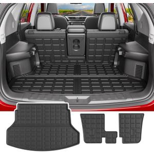 powoq Cargo Mat Compatible with 2014-2020 Nissan Rogue SV S SL Trunk Mat Back Seat Protector Cargo Liner TPE Replacement for 2014-2020 Nissan Rogue Accessories (Trunk Mat+Backrest Mats)
