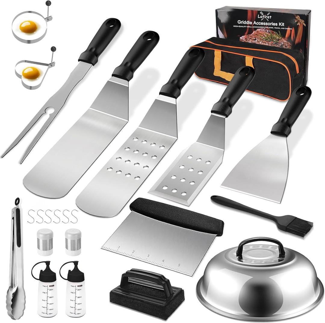 Blackstone Griddle Accessories Kit, 23Pcs Grilling Accessories Set for Camp Chef, Flat Top Griddle Accessories with Scraper, Spatula, Basting Cover, Outdoor Grill Tools, White Elephant Gifts