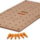BORA Centipede Workbench Table Top For Bora Centipede Work Stand Saw Horses - 24" x 48" - Includes Wood Top with 20mm Dog Holes + 6 Quick-Twist Lock Handles for Portable Work Bench, CK22TM Brown