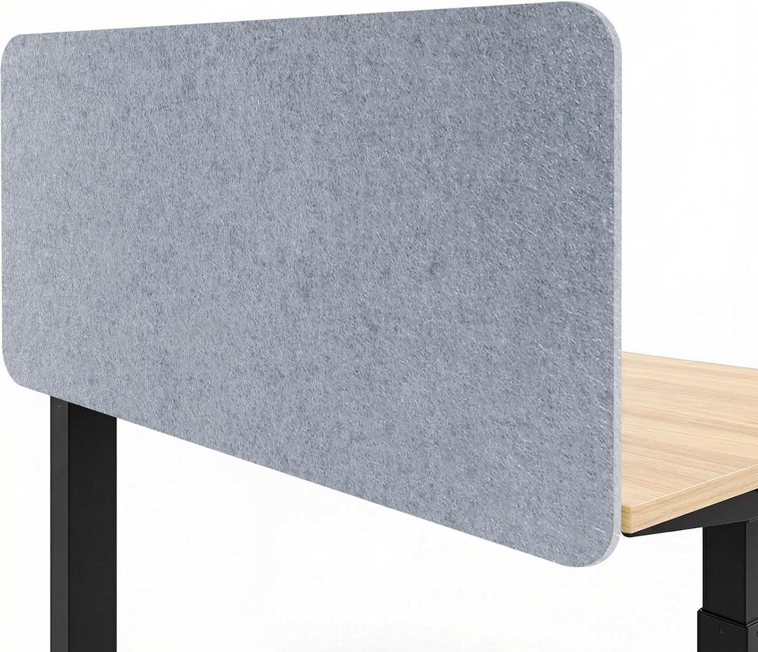 Desk Divider, Clamp On Felt Desk Privacy Panels, Acoustic Sound Absorbing Desk Partition for Office Desk, Reduce Distractions, Light Gray, 1 Pack, 24 x 48 in