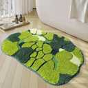RORA Bathroom Rugs Moss Bath mat Green Bath mat Cute Leaf Bath Mats Non Slip Soft Microfiber Water Absorbent Aesthetic Moss Rug College Decor for Bathroom Shower,3D Rugs 3220 Inch