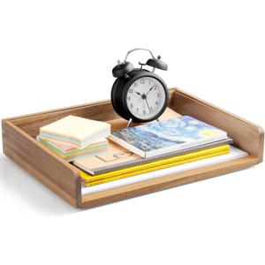 DRASTAR Stackable Paper Tray, Acacia Wooden Letter Tray, Paper Organizer for Desk, File Organizer Document Tray, Paper Holder for Office Desk Accessories