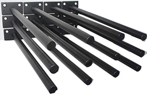 12 Pcs 10" Black Solid Steel Floating Shelf Bracket Blind Shelf Supports - Hidden Brackets for Floating Wood Shelves - Concealed Blind Shelf Support Screws and Wall Plugs Included