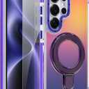 Magnetic Fit for Samsung Galaxy S26 Ultra Case with Stand, Purple | [Compatible with Magsafe] [Cute Fluorescent Design] [1 Screen Protector] Slim Translucent Matte Case for S26 Ultra 6.9"