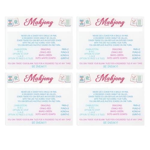 KUIRAN Mahjong Line Finder, 4 Pack Bright Mahjong Rules Helper Reader Beginner-Friendly Mahjong Accessories (White)