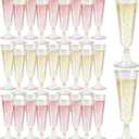 GuanQiao 100 Pack Plastic Champagne Flutes, 5.5 OZ Disposable Plastic Champagne Glasses with Gold Glitter, Wine Glasses Cups for Wedding Celebration Party Wine Tasting New Years Eve Supplies