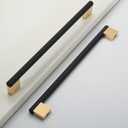 6 Pack 10"(254mm) Black and Gold Cabinet Pulls Knurled Kitchen Cabinet Handles Drawer Pulls Cupboard Hardware for Cabinets