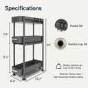 3-Tier Countertop Organizer, Pull Out Spice Rack, Transforming a Cramped, Unusable Space Into a Storage Area, With Suction Cup Feet and 4 Hooks, For Tall Bottles, Condiments and Spices