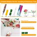 Countewol Frosted Static Cling Window Film, Stained Glass Privacy Film with Rose Pattern, Anti-Glare UV Protection, Removable Decorative Window Clings for Home/Bathroom (Frosted Rose, 23.6 x78.7 in)