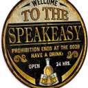 Welcome to the Speakeasy Sign Prohibition Home Bar Whiskey Bar Vintage Signs 12" Round 200122001011