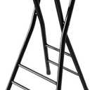 Round Padded Folding High Chiar for Kitchen, Outdoor, Camping, Foldable Bar Stool Backless, Portable Adult Foldable Stool (Color : Black, Size : 80cm/31.5in)