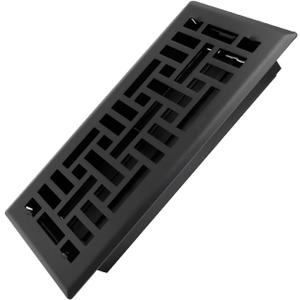 Howeall 4x10 Inches Heavy Duty Walkable Floor Register Easy Adjust Air Supply Lever Floor Vents - Seattle Design - Vent Cover for Home Floor - Matte Black