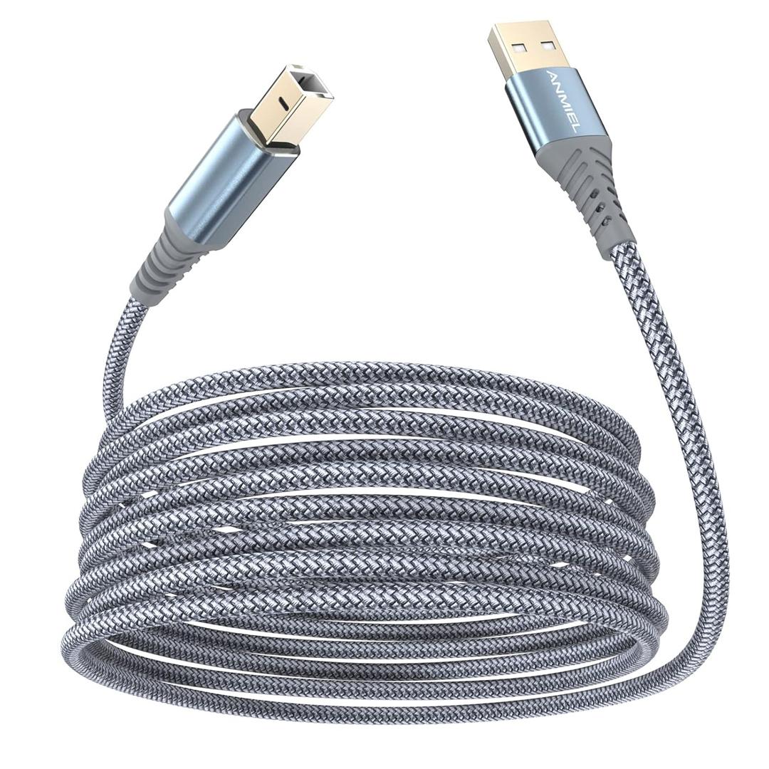 Printer Cable 16ft USB Printer Cable High Speed USB 2.0 A Male to Type B Male Scanner Cable Cord Compatible with HP, Canon, Epson, Dell, Brother, Xerox, Samsung etc