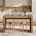 LITTLE TREE 63" Long Bar Table, Counter Height Pub Dining Table for 4-6, Modern Home Bar Unit, Rectangular High Top Table for Kitchen, Dining Room, Bistro, Balcony, 62.99" L x 19.68" W x 35.43" H