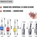 Impact Driver Socket Adapter Set 6 PCS- 1/4 3/8 1/2 Hex Shank 3PCS Swivel Impact Driver Bit Set Socket Holder+3 PCS Straight Drill Bit Adapter Attachments, Silver Drill Accessories-SCS6