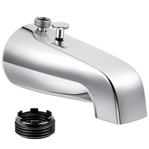 Enhon Tub Spout with Rear Diverter, Bathtub Spout Fitting 1/2-Inch or 3/4-Inch IPS, 5-1/4 Inch Length Bathroom Bathtub Faucet with Adapter (Chrome, with Handheld Shower Fitting)