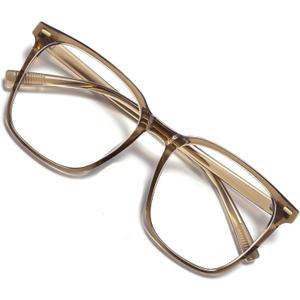 Oversized Square Blue Light Blocking Glasses for Women Men, Anti-Fatigue Computer Monitor Gaming Glasses Reduce Eye Strain(Brown)