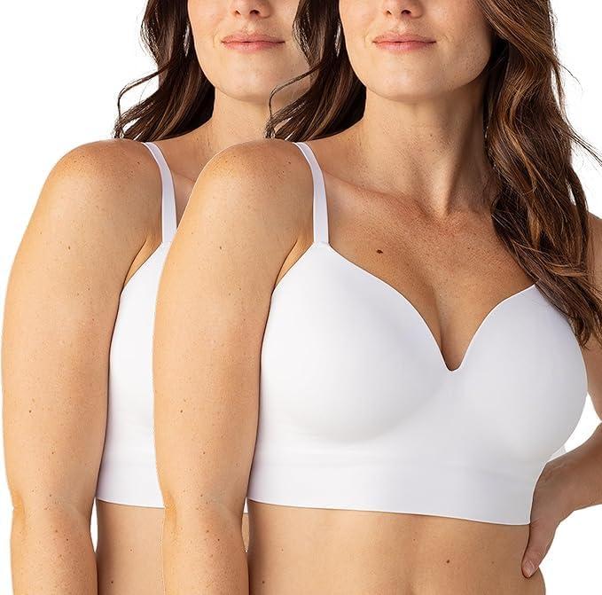 SHAPERMINT Bra - Wireless Bras for Women No Underwire - Wirefree Bralettes for Women with Support - Wireless Bra Bralette (X-Large, White 2 Pack)