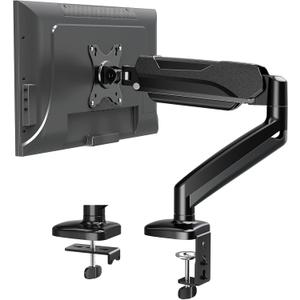 MOUNTUP Monitor Arm Desk Mount, Fully Adjustable, Computer Monitor Stand for 17-30 Inch, 4.4-17.6lbs Screen, VESA Mount with C Clamp & Grommet Base, Black