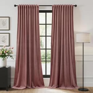 StangH Velvet Curtains for Living Room 90 inches Long Dusty Rose Pink Curtains, Luxury Privacy Thermal Insulated Window Panels for Bedroom/Office/Kids, W52 x L90, 2 Panels