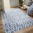 WITSHOCK Area Rugs for Living Room 5x7: Washable Non-Slip Soft Geometric Large Indoor Rug for Bedroom Dining Room, Low Pile Boho Pattern Carpet for Nursery Playroom Decor, Kid & Pet Friendly, Blue