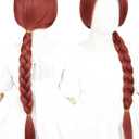 Kids Red Braid Princess Wig 27.5'' Long Dark Red Braid Costume Wigs for Girls Toddler Child Halloween Party