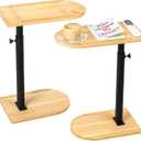2 Pack 360 Rotatable Sofa Tray Table for Couch Arm - Height Adjustable End Table for Bed or Chair with Phone & Tablet Slots, C-Shaped Side Tables with Phone & Tablet Slot for Living Room and Bedroom