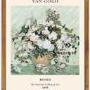 KBKBART Sage Green Framed Canvas Wall Art, Abstract Van Gogh Wall Art Exhibition Posters, Vintage Flower Art Prints Painting, Retro Boho Green Wall Decor for Aesthetic Bedroom Bathroom Decor Wall Art(8"x10")